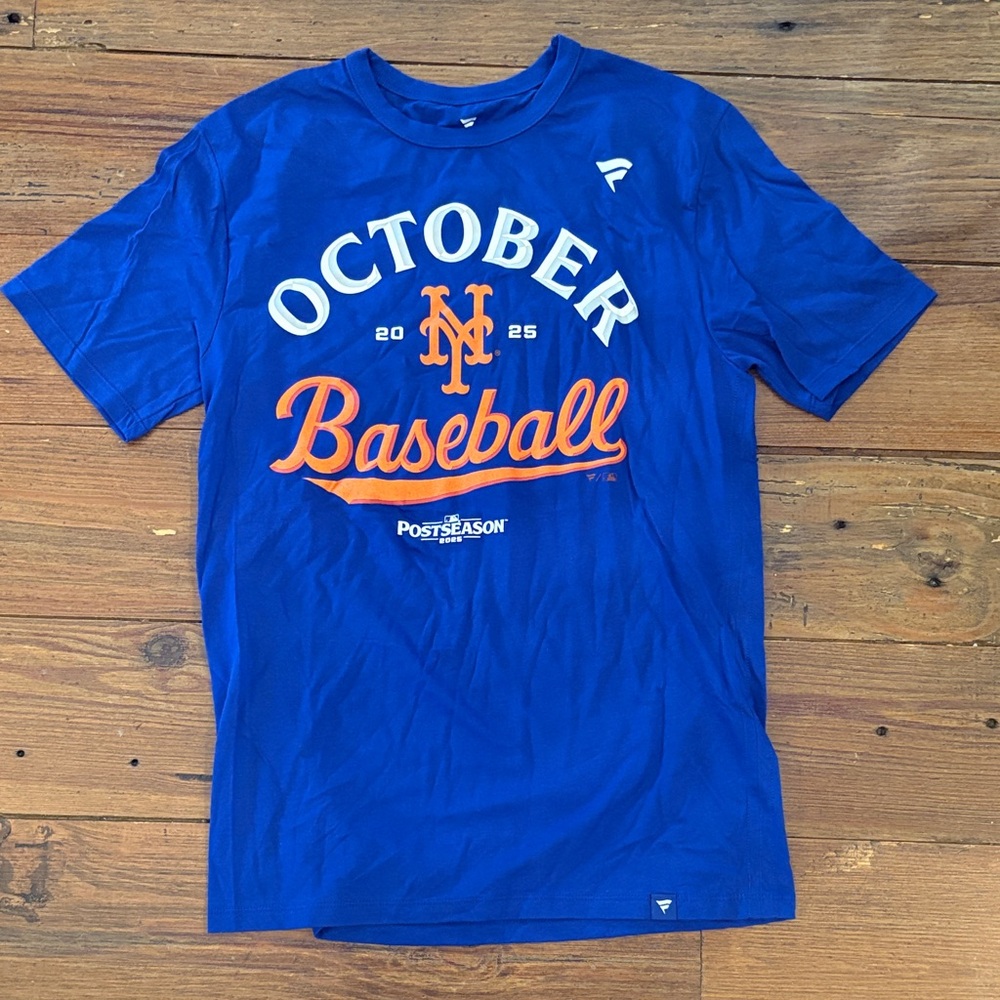 Fanatics Blue New York Mets "October Baseball" Short Sleeve Tee